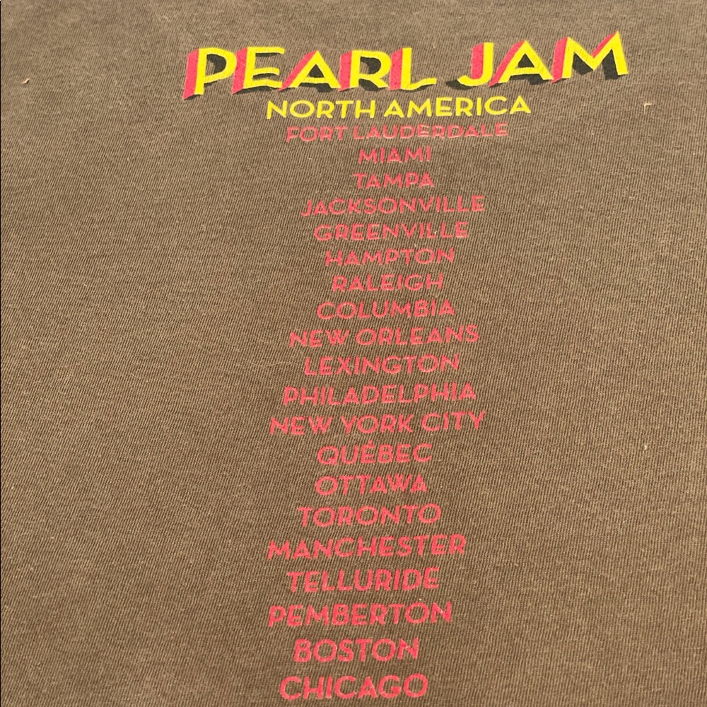 2016 Pearl Jam tour shirt Xl